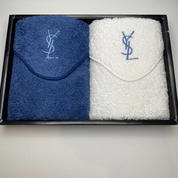 YSL Yves Saint Laurent Vintage Set of 2 Monogram Washcloths -- Preowned